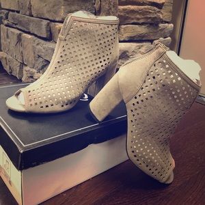 Qupid suede peep toe bootie